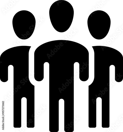 Group of three people icon. Silhouette icon.