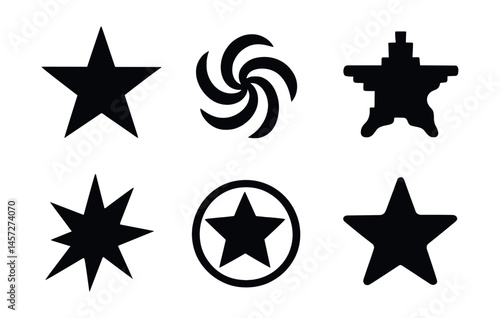 Abstract star silhouettes icons set – swirl, circle, modern, sharp, traditional. Vector icons set