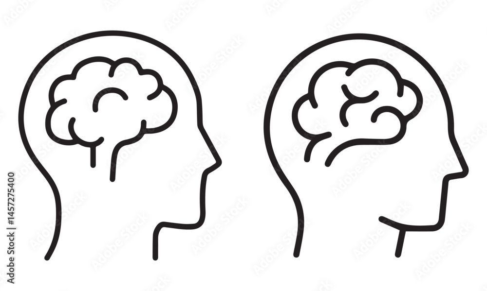 Human brain line icon on white background. Editable stroke. Vector illustration eps file. Human brain line icon on white background. Editable stroke. Vector illustration eps file.
