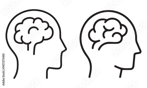 Human brain line icon on white background. Editable stroke. Vector illustration eps file.