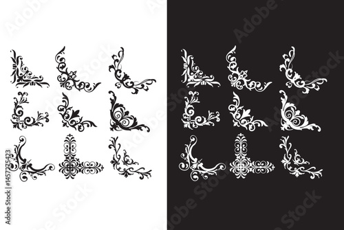 Floral vector design illustration of alphabet set with ornate flower and leaf elements forming letters Z and A