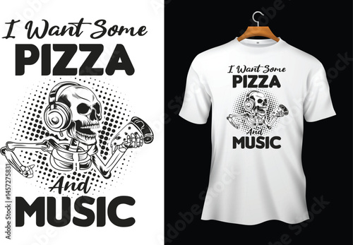 Pizza Of Music Musician T-Shirt Design.