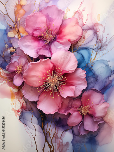 amazing floral art background natural luxury abstract fluid art painting in alcohol ink technique