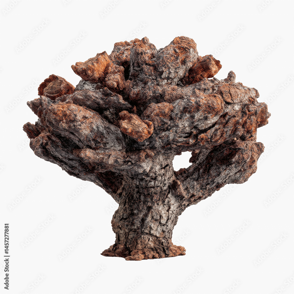 Abstract Tree Sculpture Textured Bark and Branch Formation on Striped Transparent background Abstract Tree Sculpture Textured Bark and Branch Formation on Striped Transparent background