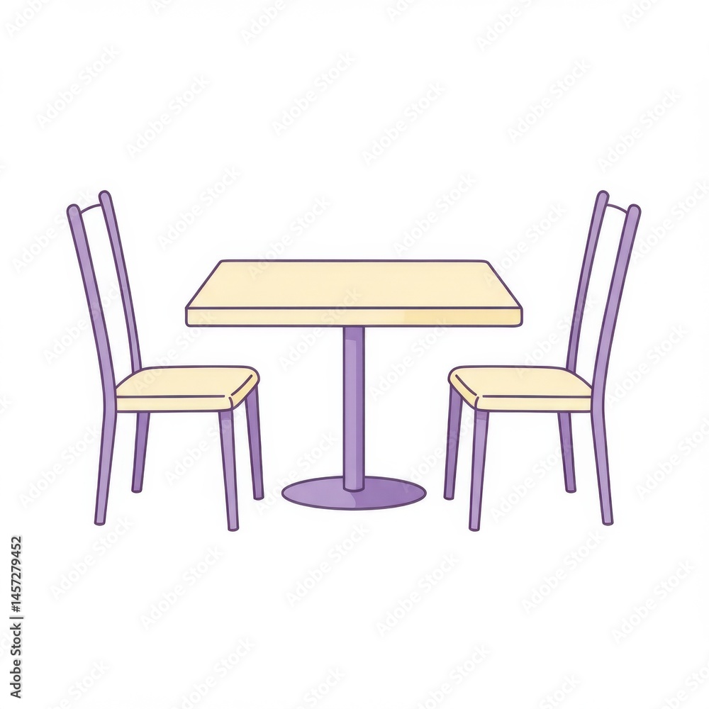 Simple Table and Two Chairs Illustration Simple Table and Two Chairs Illustration