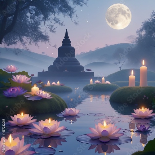 Awakening Light: Vesak Serenity in Nature
