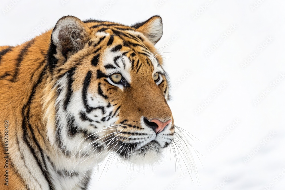 Obraz premium Close up Portrait of a Tiger With Striking Features Generative AI
