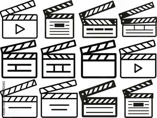 Movie clapper icon silhouette vector illustration isolated on white background.