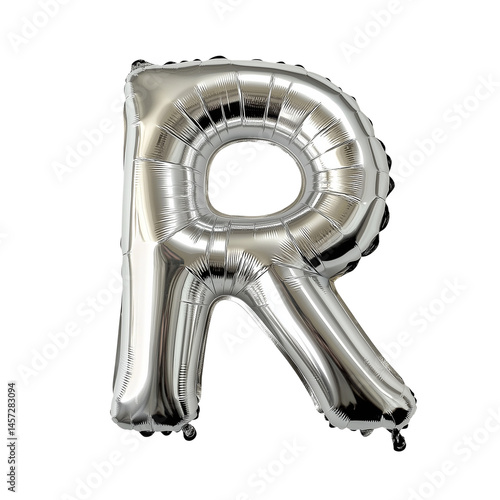 Silver balloon letter R decoration for celebrations PNG on a transparent background 