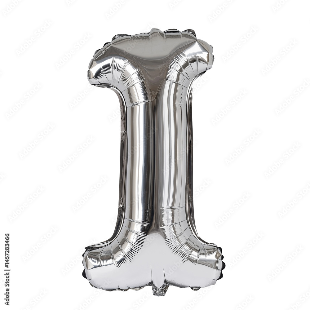 Celebrating milestones with a silver number one balloon PNG on a transparent background Celebrating milestones with a silver number one balloon PNG on a transparent background