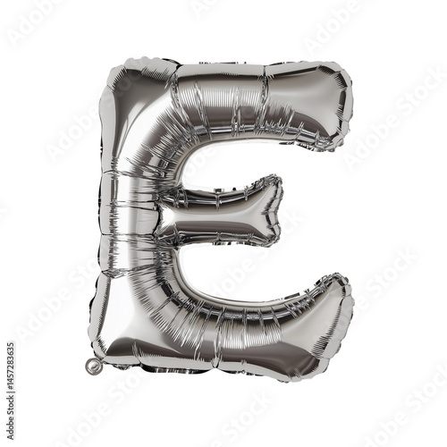Large silver letter E balloon for celebration decor PNG on a transparent background 