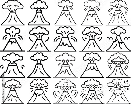 Volcano eruption line icon vector illustration isolated on white background.