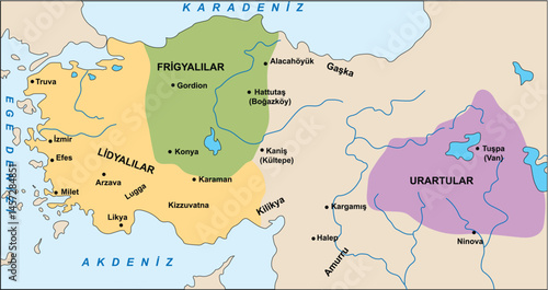 Turkish civilizations founded in Anatolia, Anatolian civilizations map