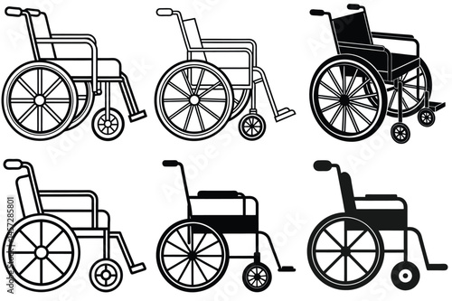 wheelchair silhouette vector illustration isolated on white background.