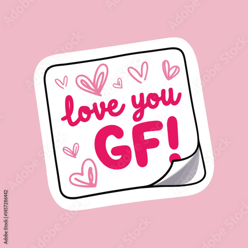 Romantic Vector Set for National Girlfriend Day with Couples, Cute Love Icons, Typographic Art, and Kawaii Characters – Solid Color Flat Design for Cards, Posters, T-Shirts & Stickers