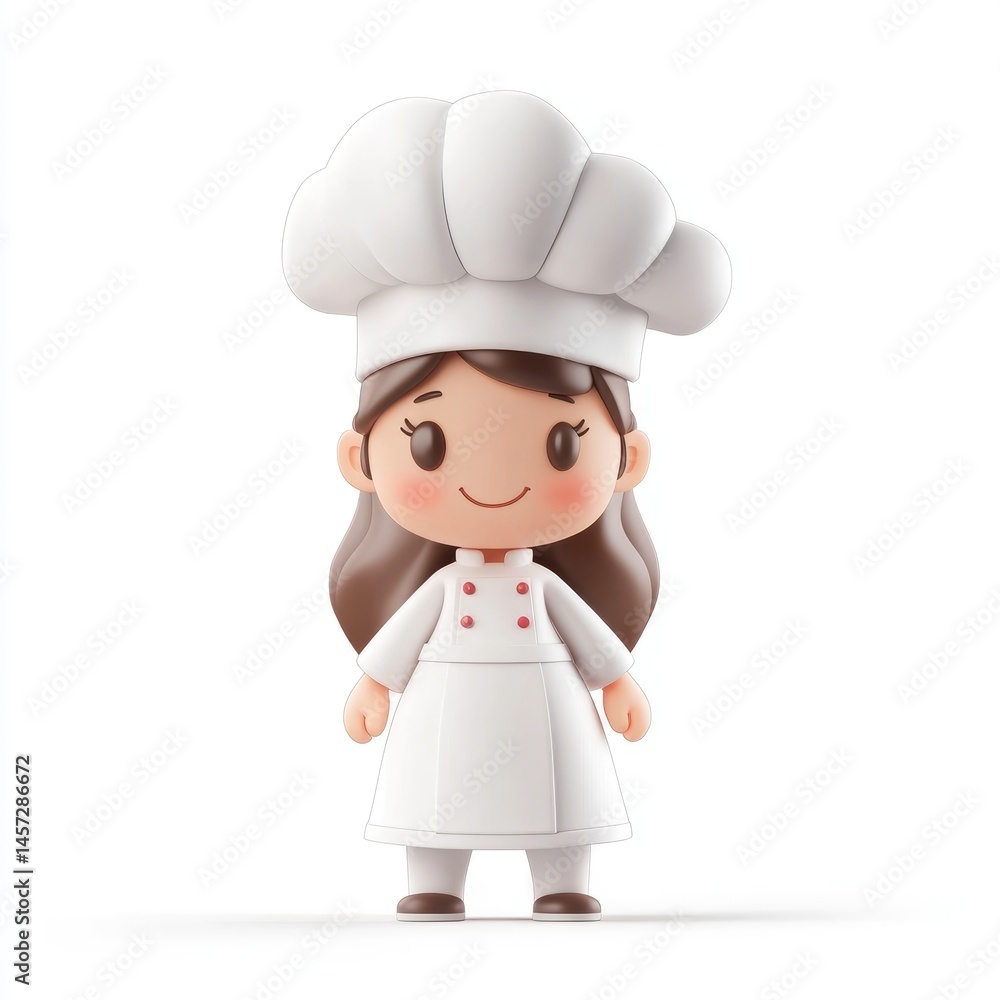 Cheerful cartoon chef character, presented in a 3D style. Cheerful cartoon chef character, presented in a 3D style.