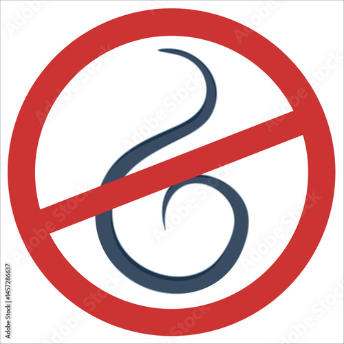 Tapeworm control icon with red prohibition sign indicating pest prevention