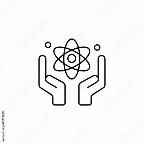 atom hands science icon sign vector