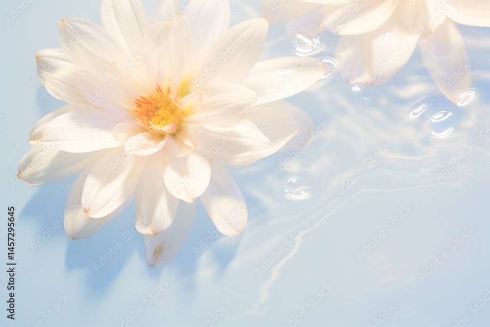 Fototapeta premium Minimal aesthetic background holography flower petal plant.