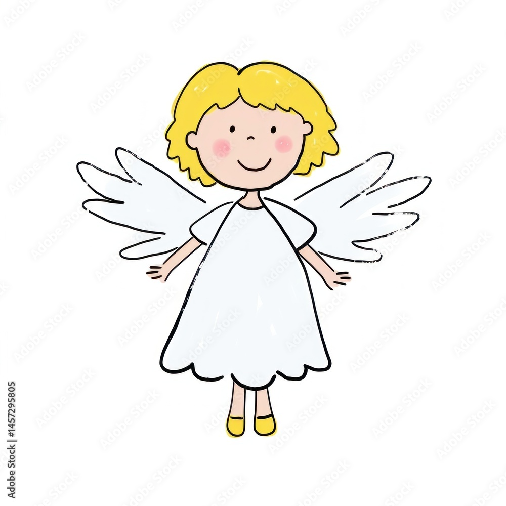 Fototapeta premium Angel cartoon drawing sketch.