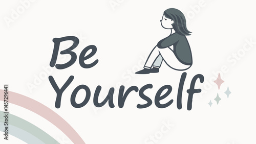 Illustrative artwork of girl reflecting on being herself  
