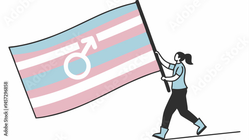 Person holding transgender flag in a celebratory manner  