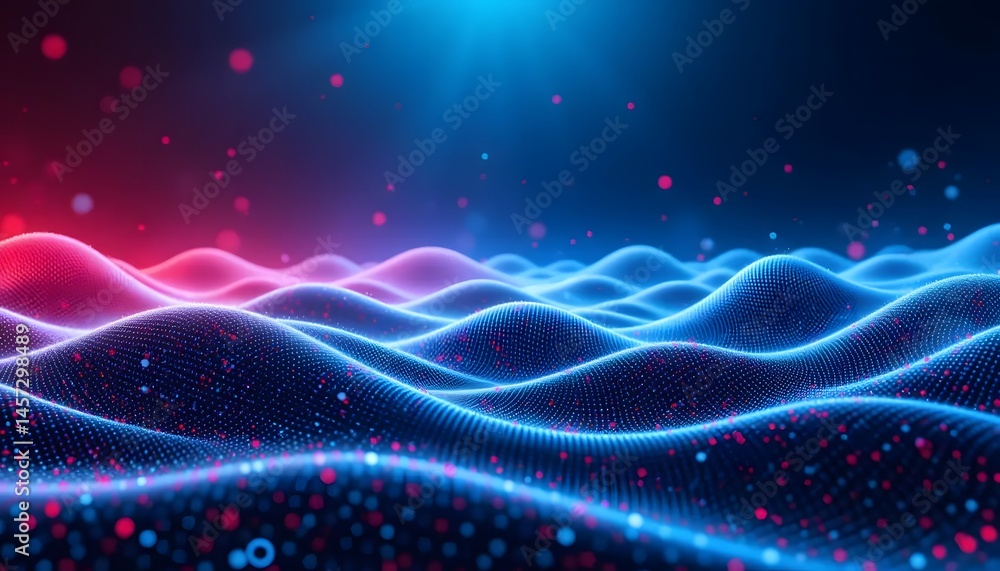 Fototapeta premium Abstract Neon waves flow on a dark background