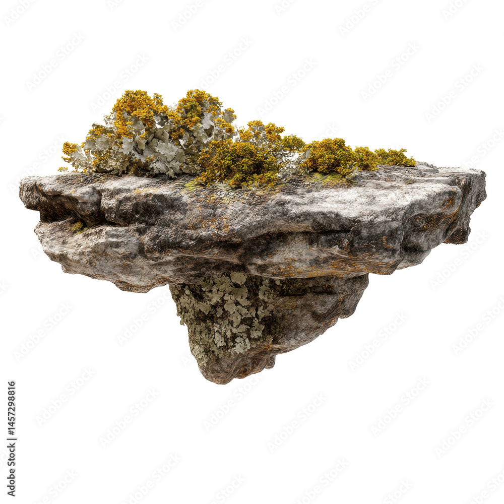 Fototapeta premium Isolated Floating Rock with Lichen and Moss