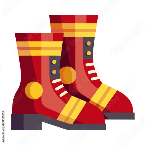 Colorful marching boots designed with vibrant patterns  