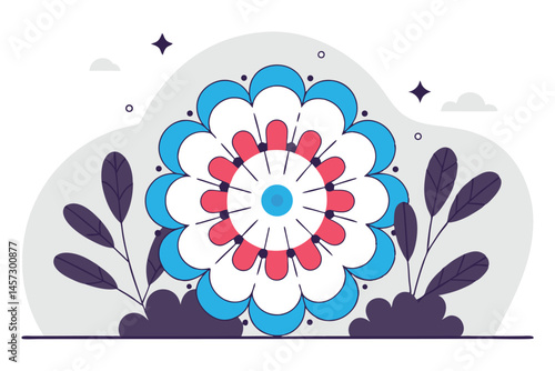 Circular bloom with ripple-like ringed petals