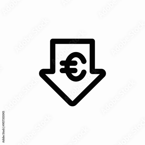 euro down arrow icon sign vector