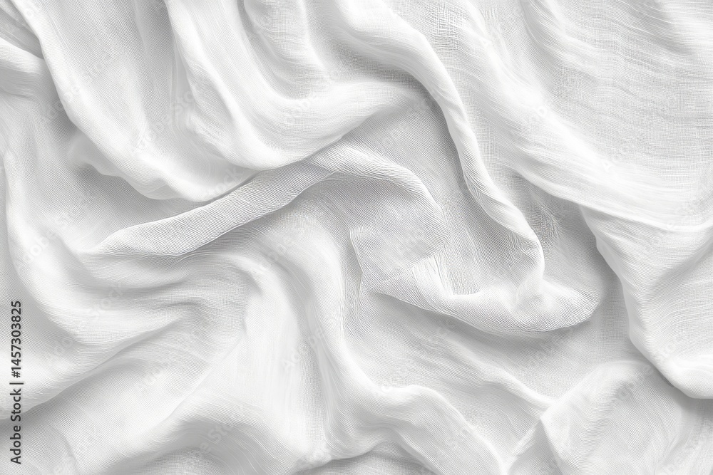 Obraz premium Close-up view of draped white fabric texture.