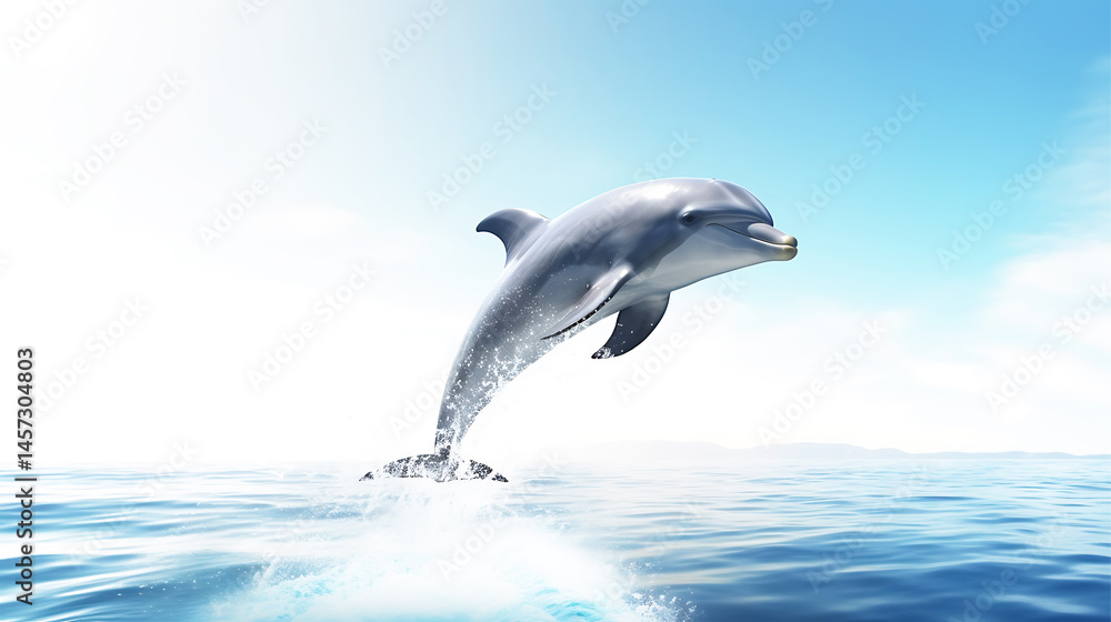 Fototapeta premium Playful Dolphin Leaping from Ocean 