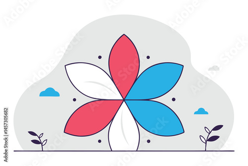 Rounded petals arranged in a faint spiral moving outward like a soft pinwheel