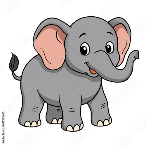 Bild auf Leinwand Cute Baby Elephant Cartoon - Animal Illustration