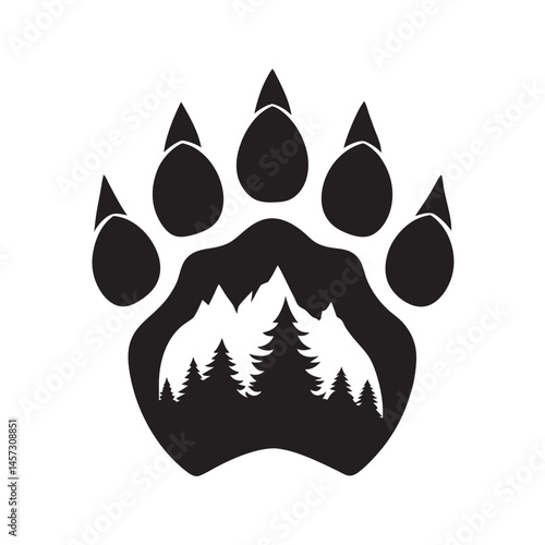 Bear Paw In Forest Wilderness