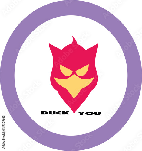 Angry Duck Face Logo Minimalist Black Mask Style Design with Bold Text for T Shirt