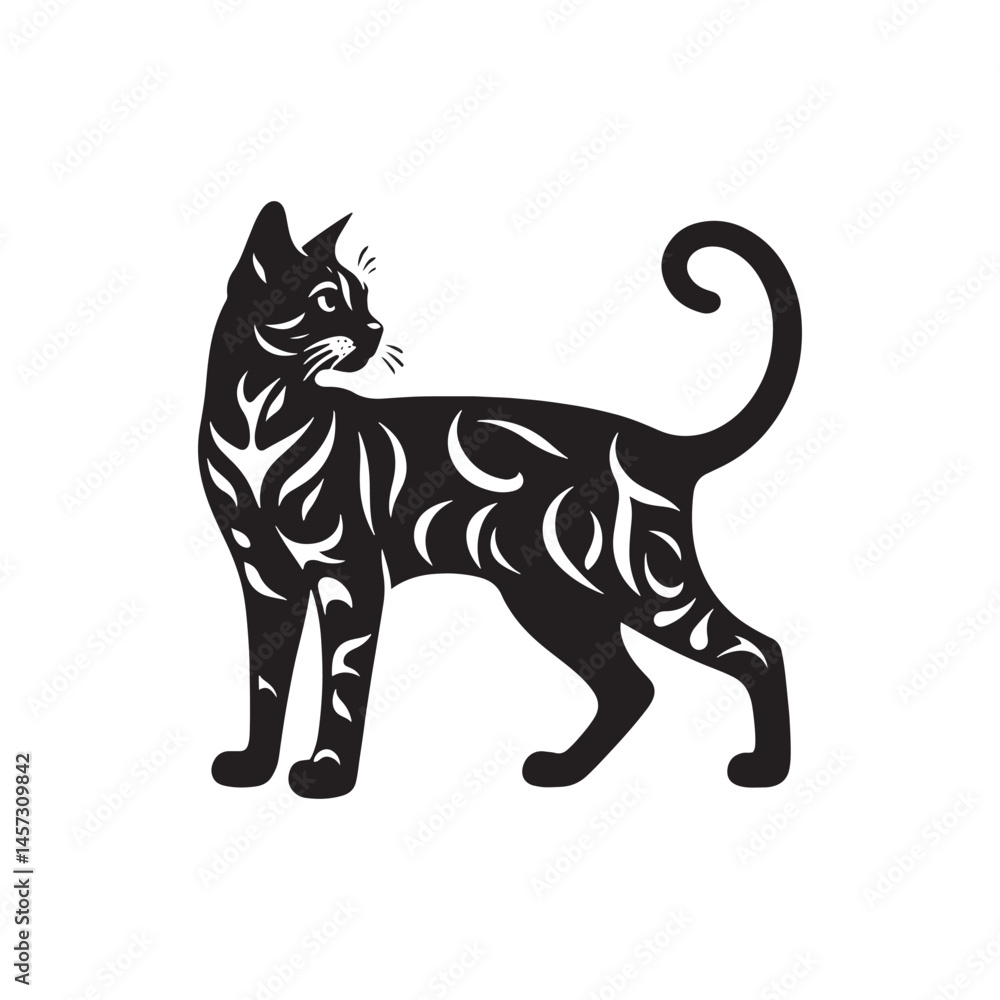 Obraz premium Wild Beauty: A Striking Collection of Bengal Vector Silhouettes Showcasing the Powerful Form, Bold Stripes, and Sleek Profile of This Majestic Big Cat. 