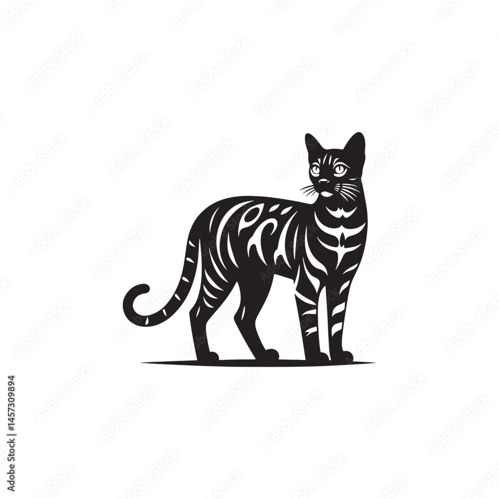 Obraz premium Wild Beauty: A Striking Collection of Bengal Vector Silhouettes Showcasing the Powerful Form, Bold Stripes, and Sleek Profile of This Majestic Big Cat. 