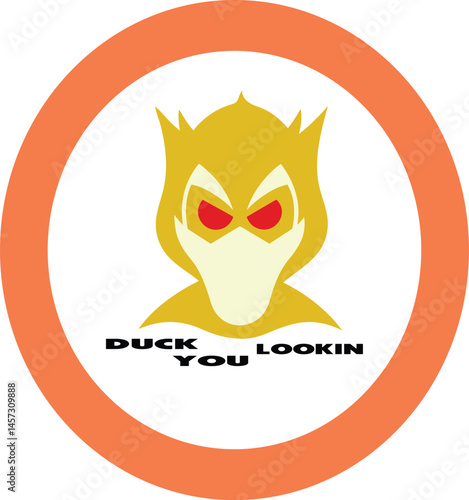 Angry Duck Face Logo Minimalist Black Mask Style Design with Bold Text for T Shirt