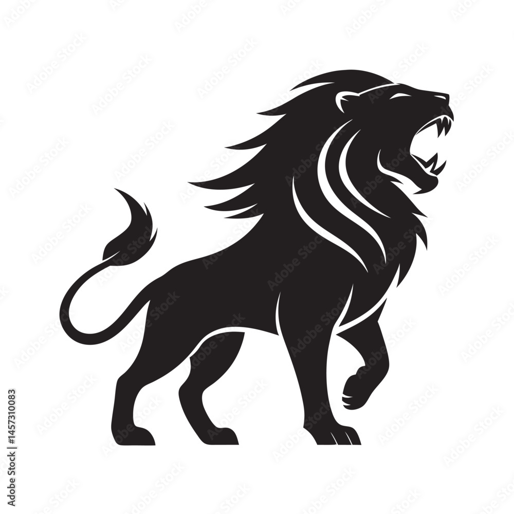Lion Roaring With Majestic Mane Lion Roaring With Majestic Mane