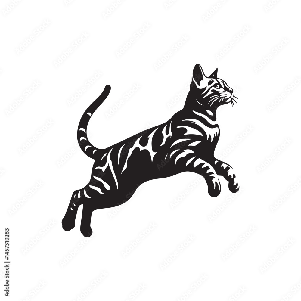 Fototapeta premium Wild Beauty: A Striking Collection of Bengal Vector Silhouettes Showcasing the Powerful Form, Bold Stripes, and Sleek Profile of This Majestic Big Cat. 