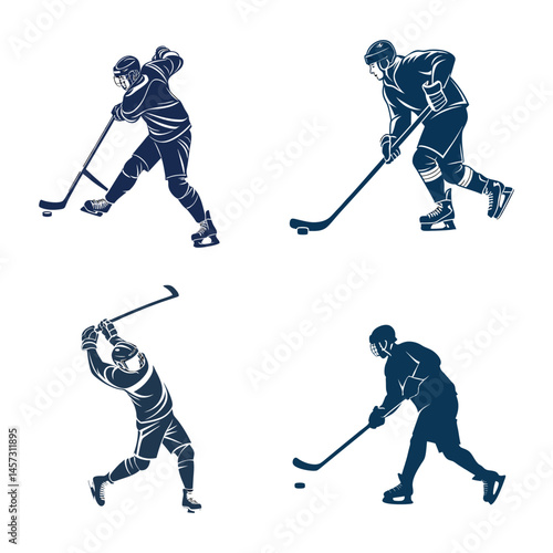 Ice hockey player silhouette vector