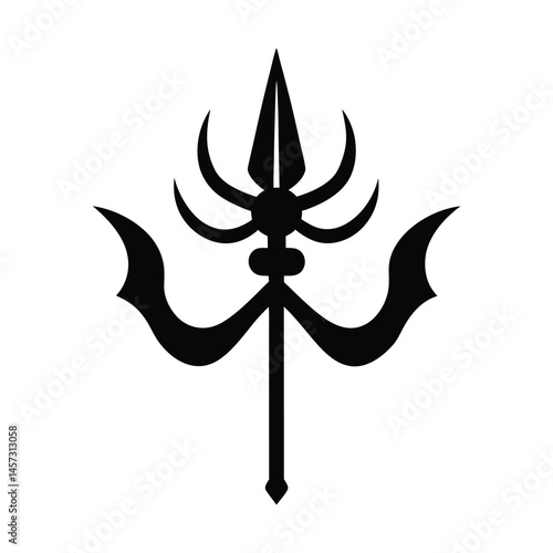 trishul crossed conch shankha vector art silhouette