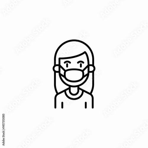 woman medical mask icon sign vector