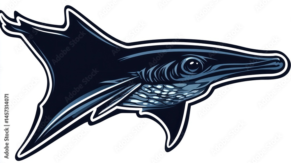 Stylized sea creature Dark body, long snout, and wing-like fins. Elegant sea life Stylized sea creature Dark body, long snout, and wing-like fins. Elegant sea life