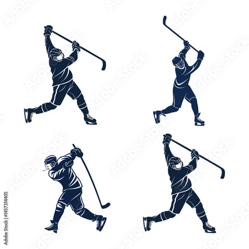 Ice hockey player silhouette vector