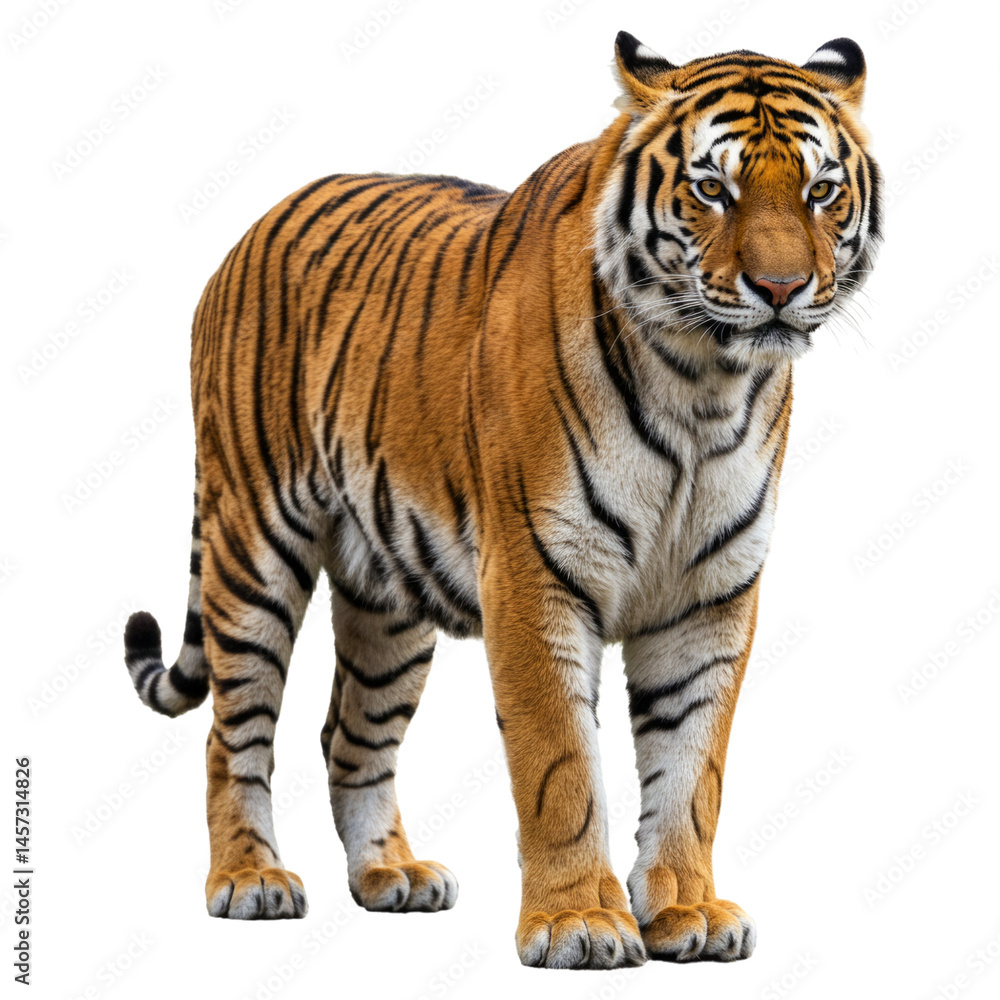 Fototapeta premium tiger isolated on white Backgroundless cutout in 4k