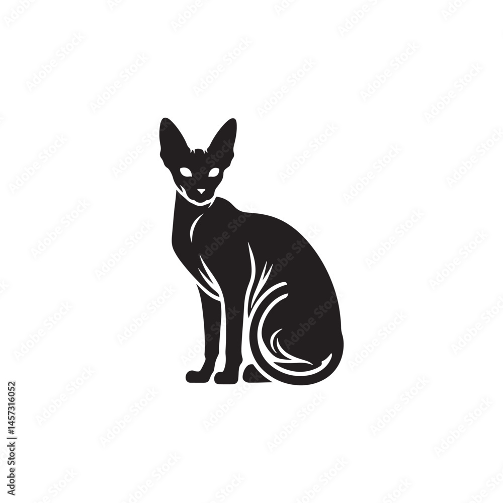 Obraz premium Unique Elegance: A Captivating Collection of Sphynx Vector Silhouettes Highlighting the Distinctive Hairless Body, Graceful Posture, and Playful Personality of This Charismatic Feline Breed. 