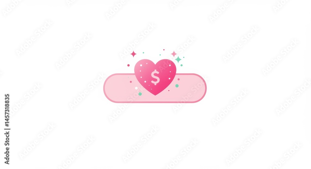 Minimal Pink Heart Dollar Symbol Button on White Background for Charity Donation Campaign Help Support Contribution Online Finance Fundraising Giving Design Concept Interface Minimal Pink Heart Dollar Symbol Button on White Background for Charity Donation Campaign Help Support Contribution Online Finance Fundraising Giving Design Concept Interface